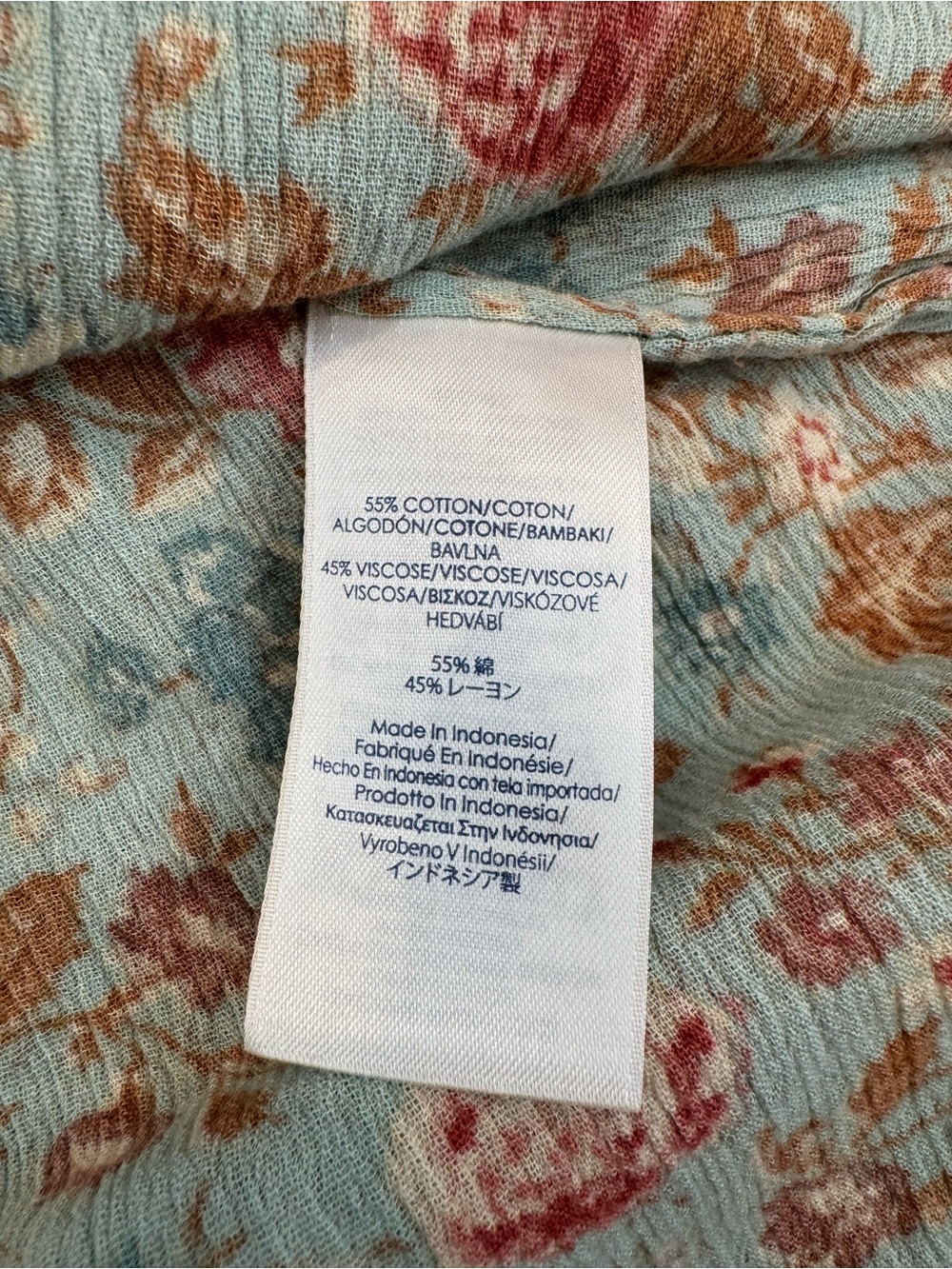 CHAPS Floral Boho Peasant Tunic Blouse Size 2X Blue Pink Cotton Viscose - Picture 7 of 11